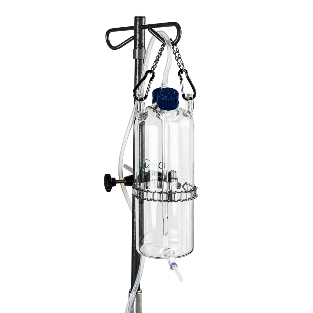 Vet bubbler glass with blue caps