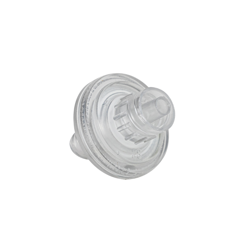Hydrophobic Valve made of clear plastic on a white background.