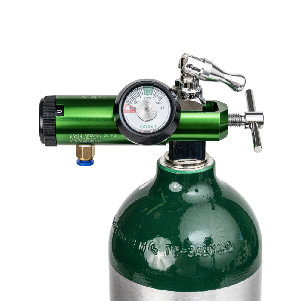 78 - D Oxygen Tank with green regulator.