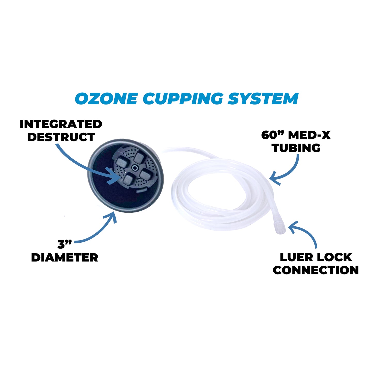 3 inch mask or cupping system on a white background with parts listed.