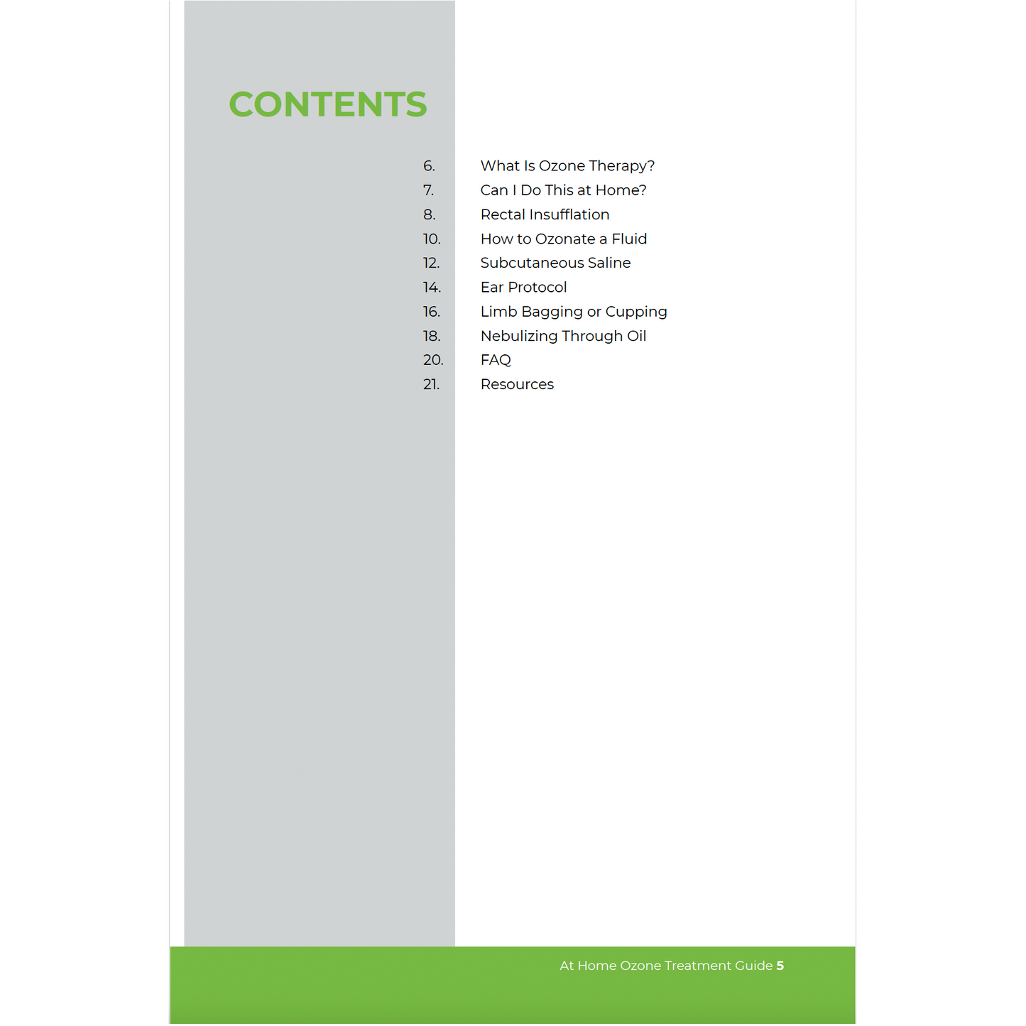 At Home Ozone Treatment Guide Table of contents.
