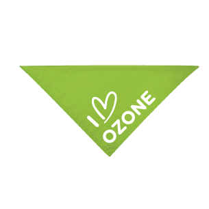 I Love Ozone Bandana, green on a white background