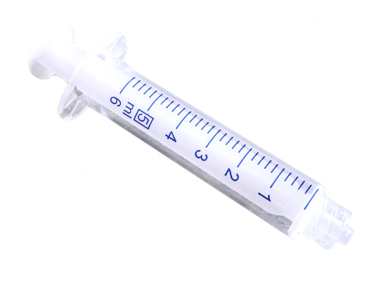 5 ml Ozone Syringe, clear plastic on white background