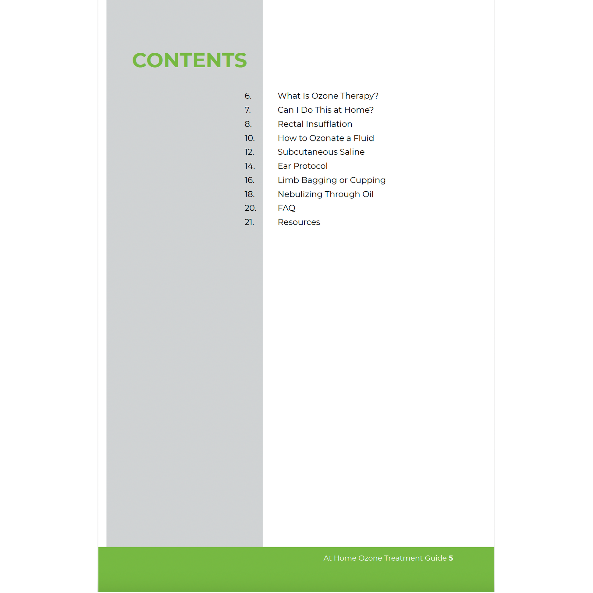 At Home Ozone Treatment Guide Table of contents.